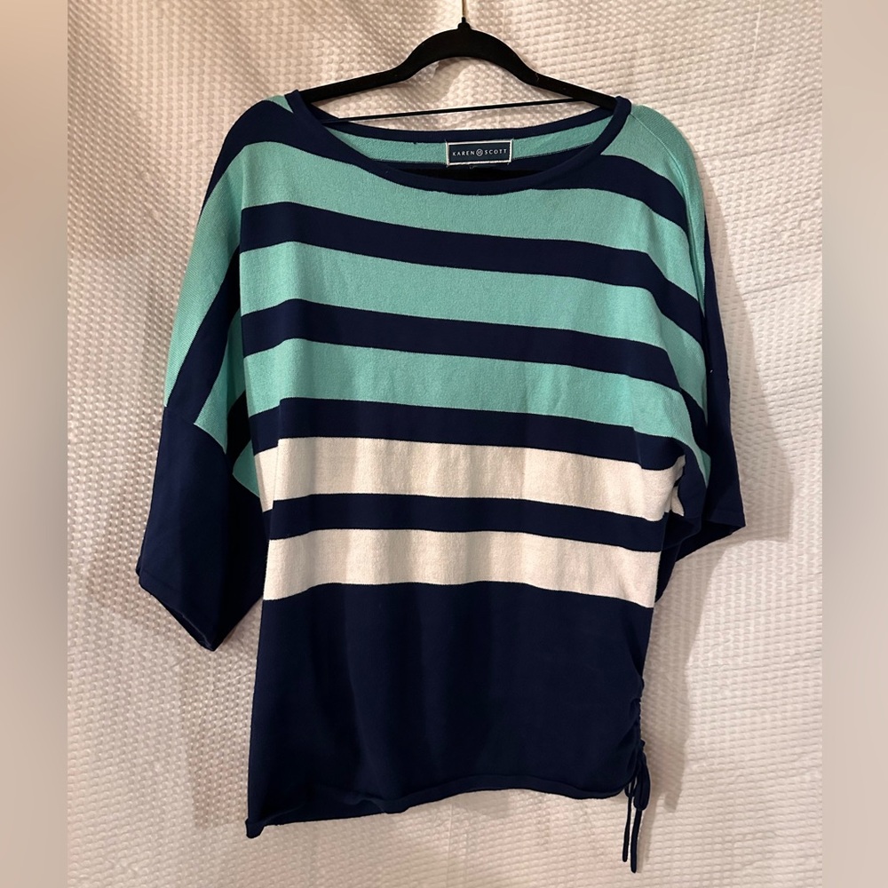 Karen Scott Striped Blue and white Top